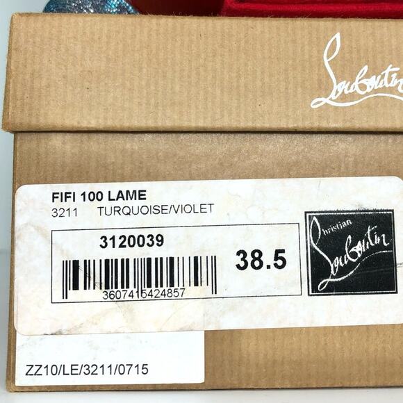 NIB Christian Louboutin Fifi 100 Leopard Print Turquoise Violet Pumps 38.5 - Picture 10 of 10